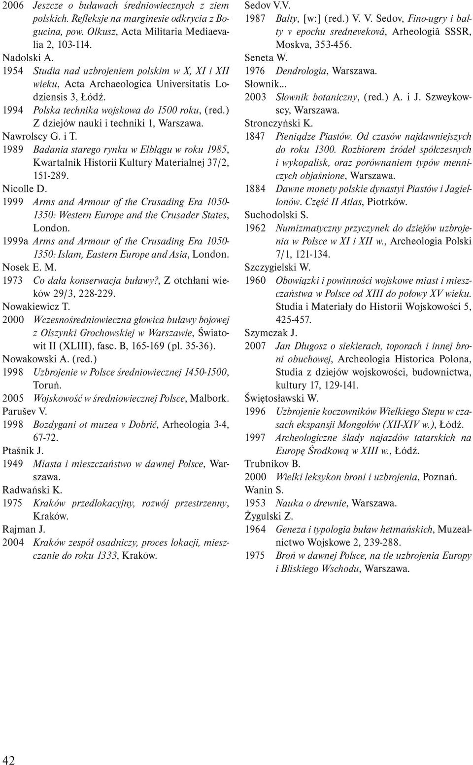 Nawrolscy G. i T. 1989 Badania starego rynku w Elblągu w roku 1985, Kwartalnik Historii Kultury Materialnej 37/2, 151-289. Nicolle D.