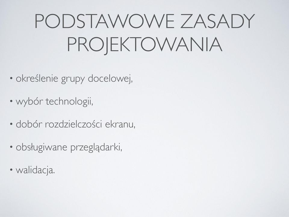 technologii, dobór rozdzielczości