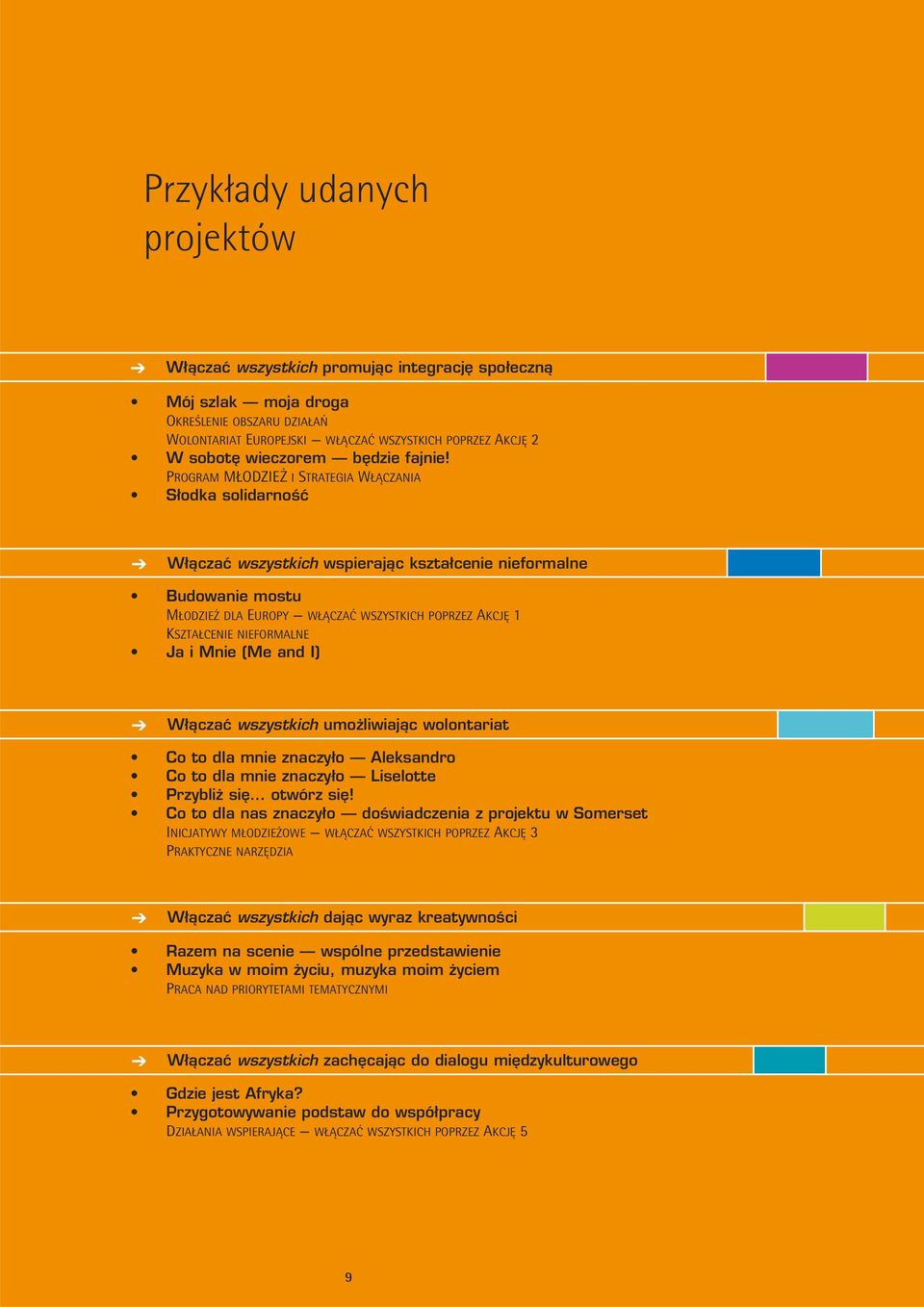 PROGRAM MŁODZIEŻ I STRATEGIA WŁĄCZANIA Słodka solidarność Włączać wszystkich wspierając kształcenie nieformalne Budowanie mostu MŁODZIEŻ DLA EUROPY WŁĄCZAĆ WSZYSTKICH POPRZEZ AKCJĘ 1 KSZTAŁCENIE