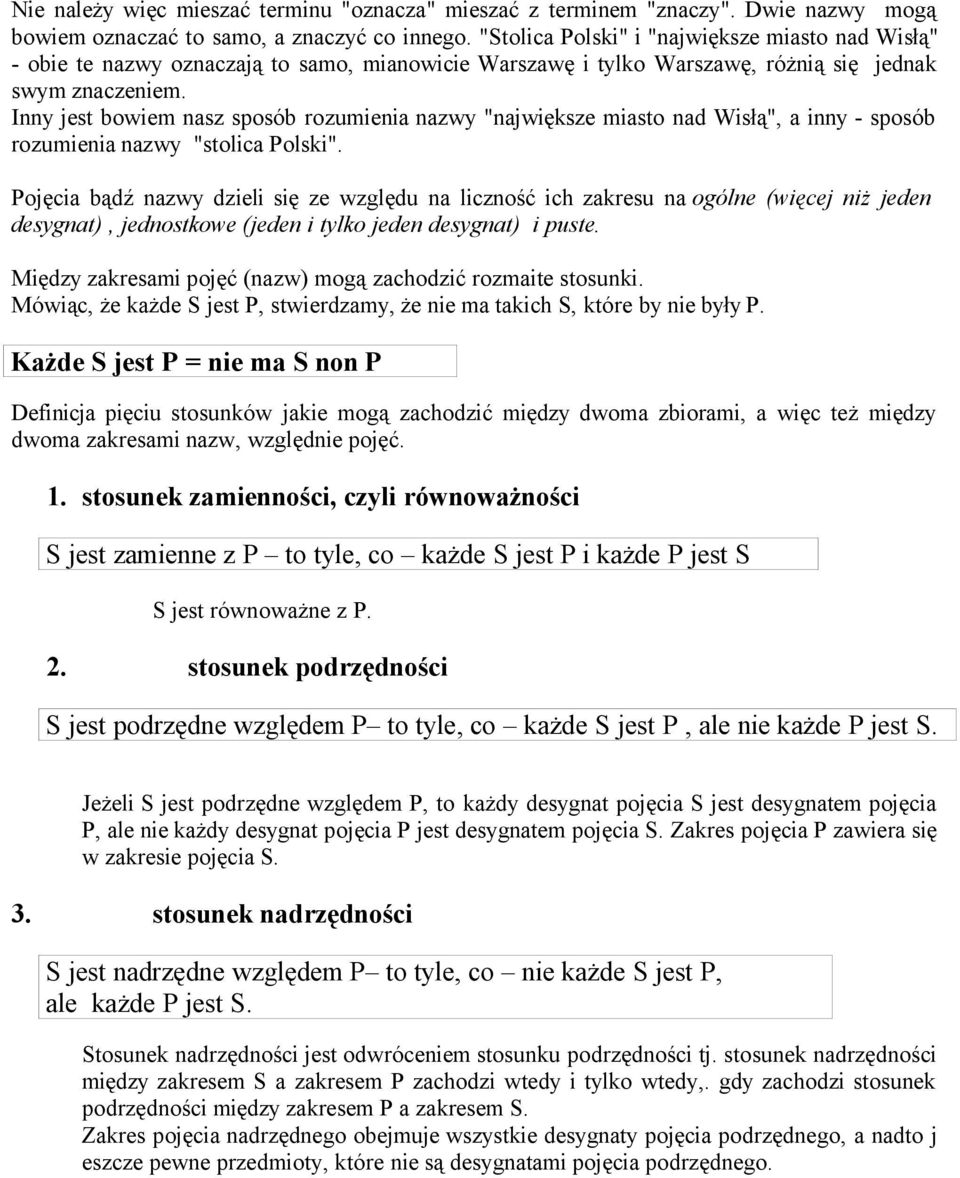 Inny jest bowiem nasz sposób rozumienia nazwy "największe miasto nad Wisłą", a inny - sposób rozumienia nazwy "stolica Polski".