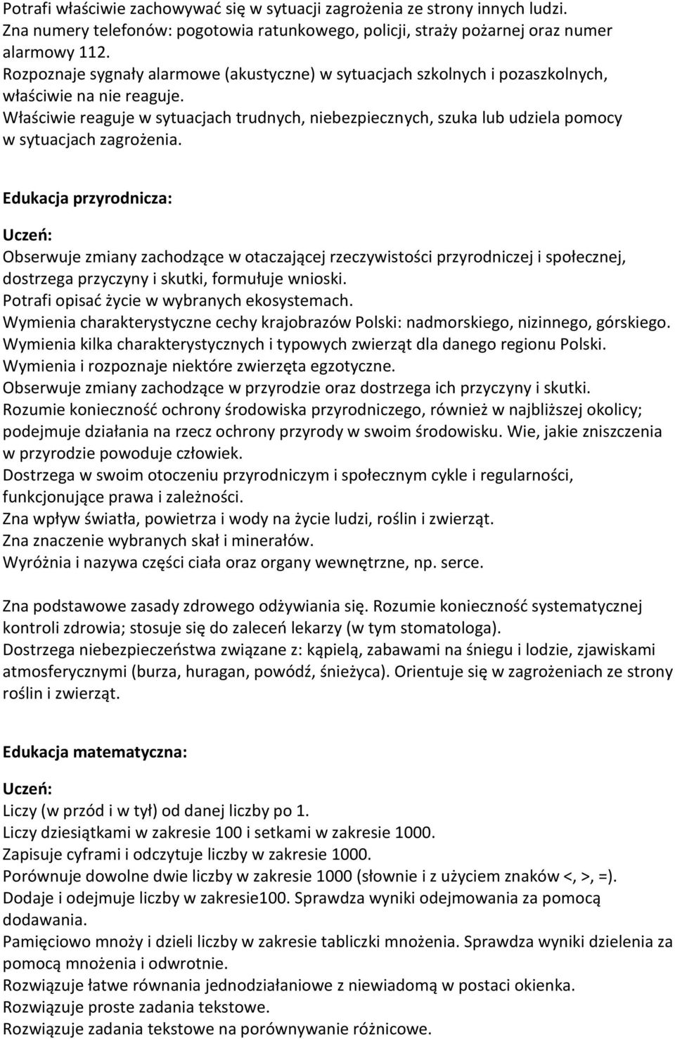 Właściwie reaguje w sytuacjach trudnych, niebezpiecznych, szuka lub udziela pomocy w sytuacjach zagrożenia.