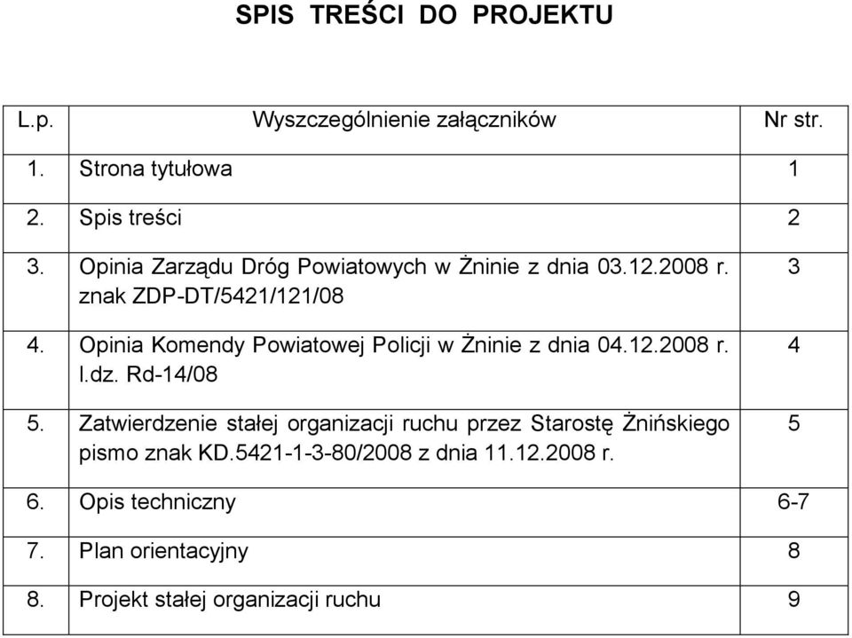 Opinia Komendy Powiatowej Policji w Żninie z dnia 04.12.2008 r. l.dz. Rd-14/08 5.