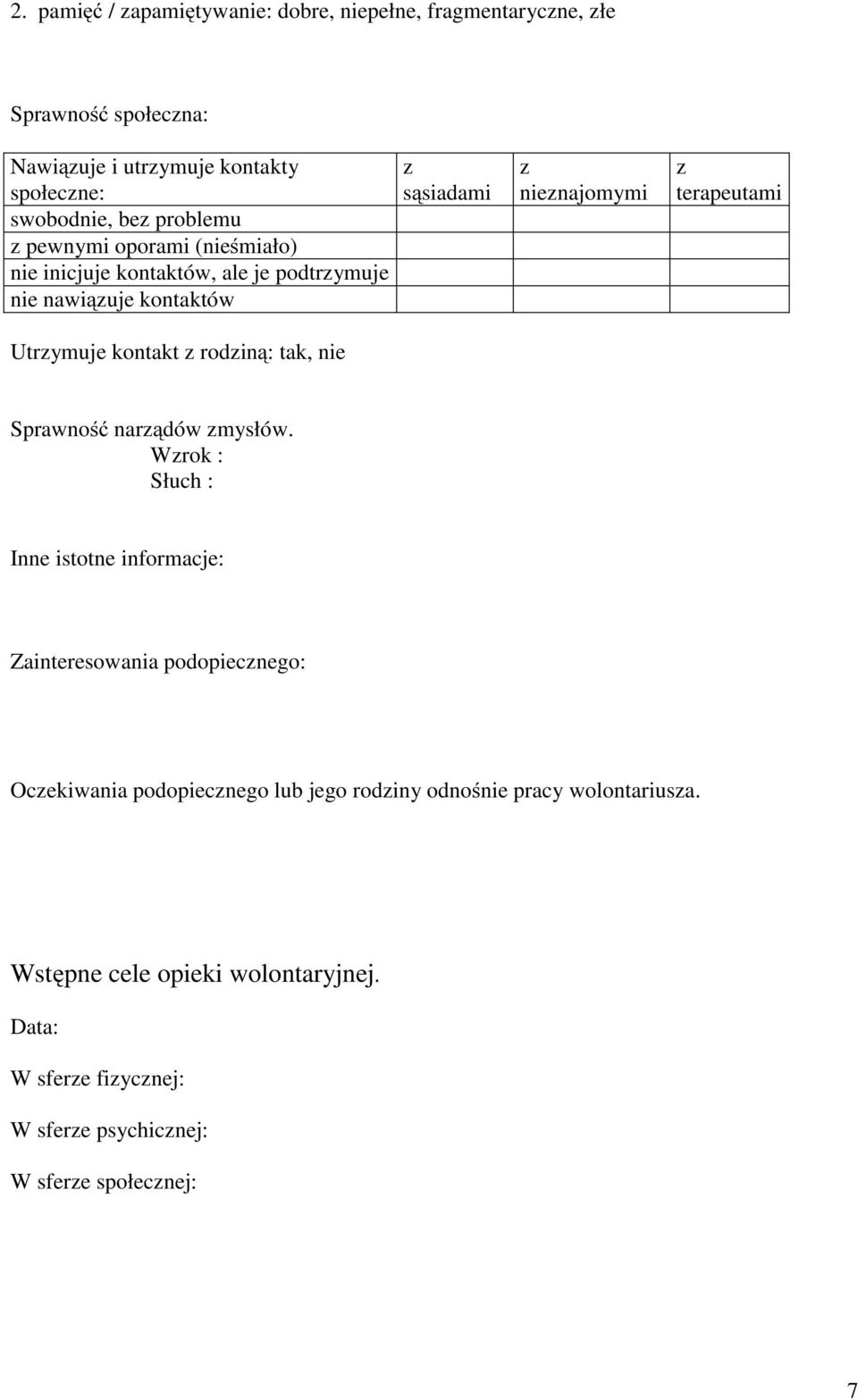 sąsiadami z nieznajomymi z terapeutami Sprawność narządów zmysłów.