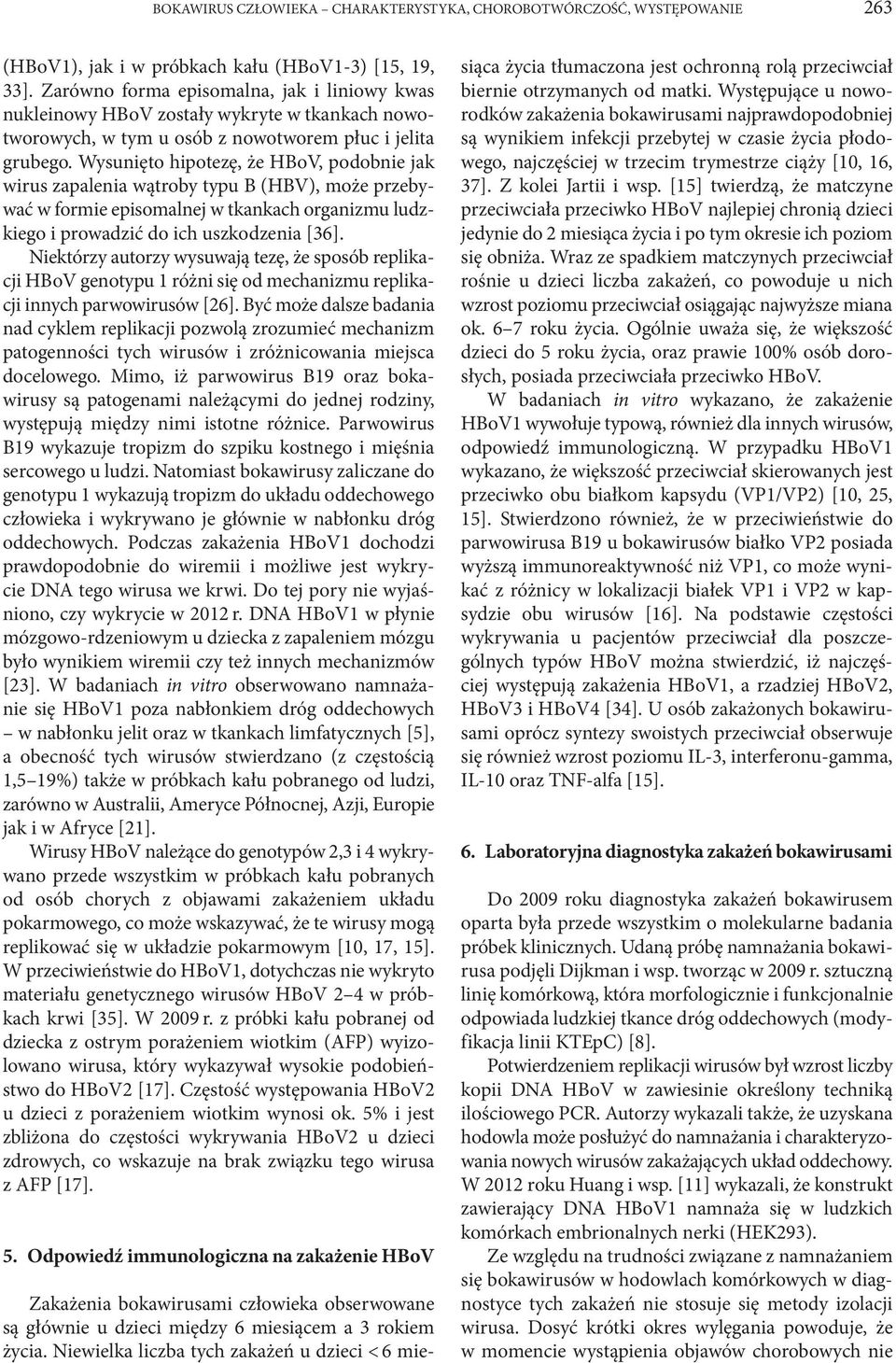 Wysunięto hipotezę, że HBoV, podobnie jak wirus zapalenia wątroby typu B (HBV), może przebywać w formie episomalnej w tkankach organizmu ludzkiego i prowadzić do ich uszkodzenia [36].