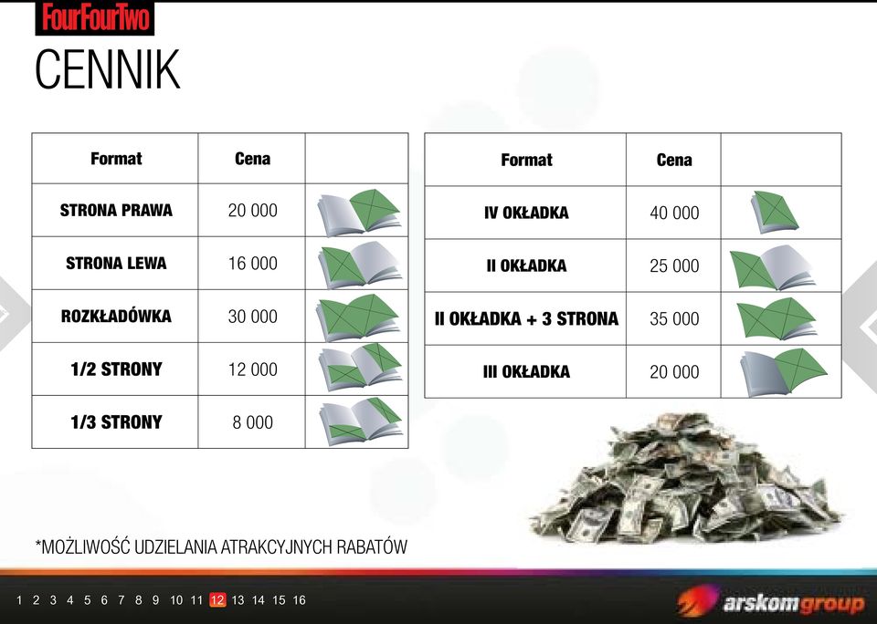 II OKŁADKA + 3 STRONA 35 000 1/2 strony 12 000 III OKŁADKA 20