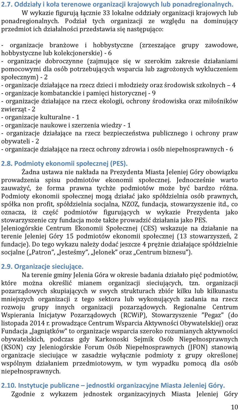 kolekcjonerskie) - 6 - organizacje dobroczynne (zajmujące się w szerokim zakresie działaniami pomocowymi dla osób potrzebujących wsparcia lub zagrożonych wykluczeniem społecznym) - 2 - organizacje