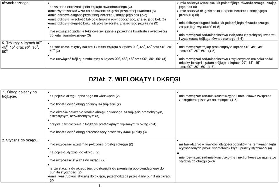 kwadrat, nając jego bok (2-3) mie oblicyć wysokość lb pole trójkąta równobocnego, nając jego bok (3) mie oblicyć dłgość bok lb pole kwadrat, nając jego prekątną (3) jego bok (4) mie oblicyć dłgość