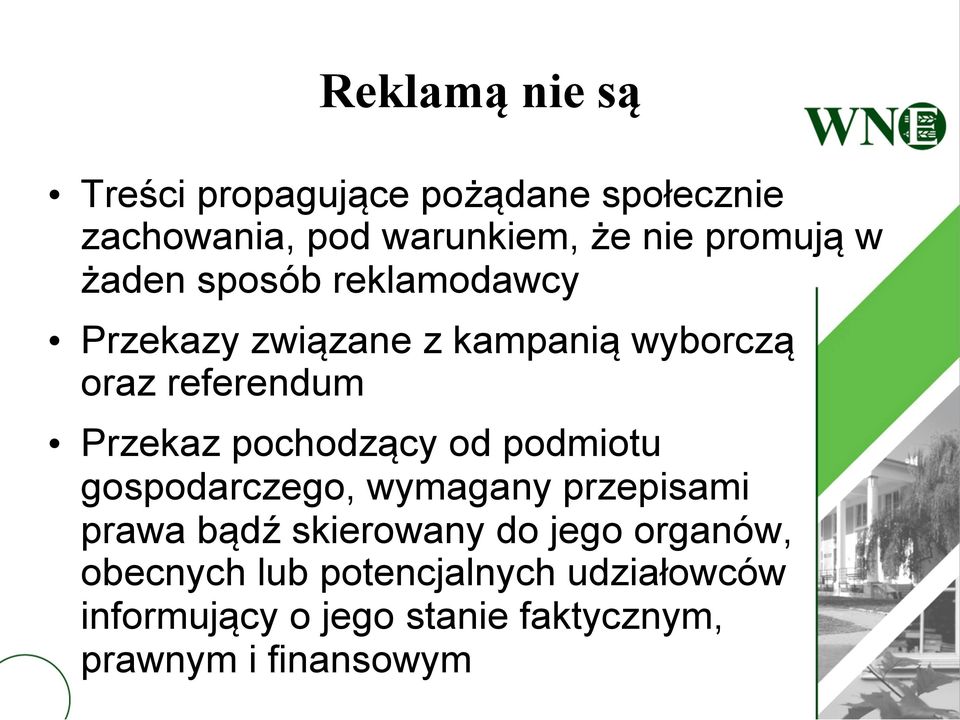 Przekaz pochodzący od podmiotu gospodarczego, wymagany przepisami prawa bądź skierowany do