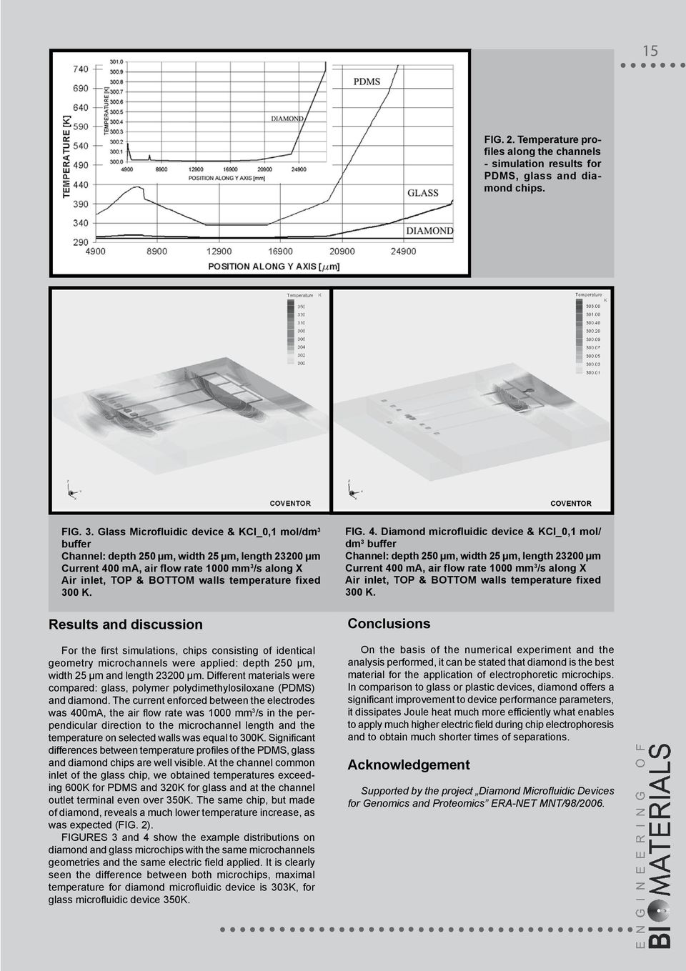 fixed 300 K. Results and discussion For the first simulations, chips consisting of identical geometry microchannels were applied: depth 250 μm, width 25 μm and length 23200 μm.