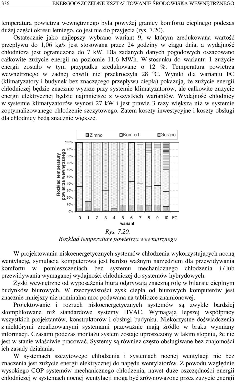 Ostatecznie jako najlepszy wybrano wariant 9, w którym zredukowana wartość przepływu do 1,06 kg/s jest stosowana przez 24 godziny w ciągu dnia, a wydajność chłodnicza jest ograniczona do 7 kw.