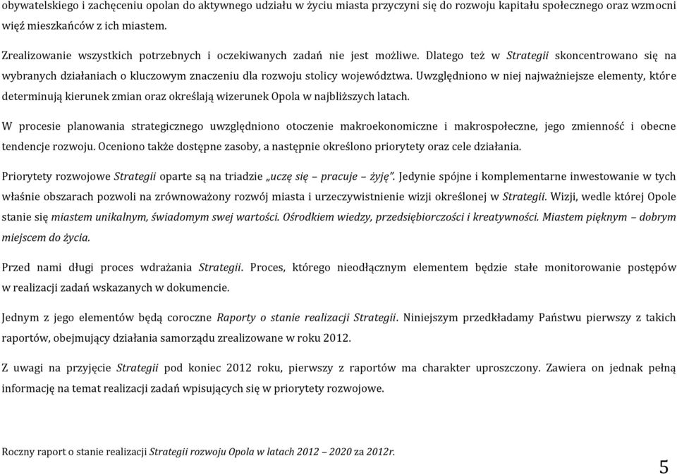 Uwzględniono w niej najważniejsze elementy, które determinują kierunek zmian oraz określają wizerunek Opola w najbliższych latach.