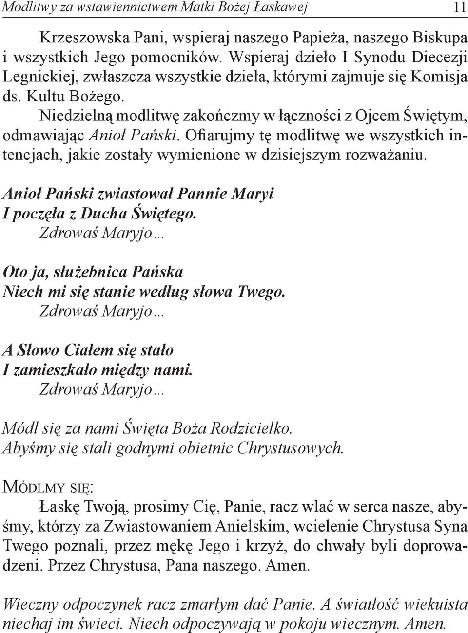 Niedzielną modlitwę zakończmy w łączności z Ojcem Świętym, odmawiając Anioł Pański. Ofiarujmy tę modlitwę we wszystkich intencjach, jakie zostały wymienione w dzisiejszym rozważaniu.