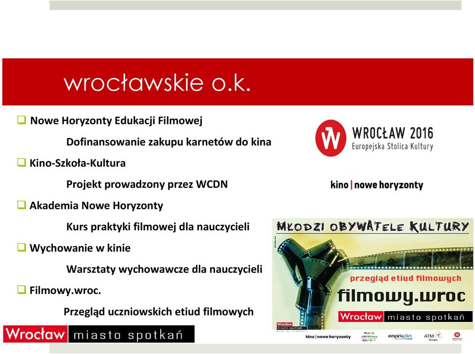 Kurs praktyki filmowej dla nauczycieli Wychowanie w kinie Warsztaty