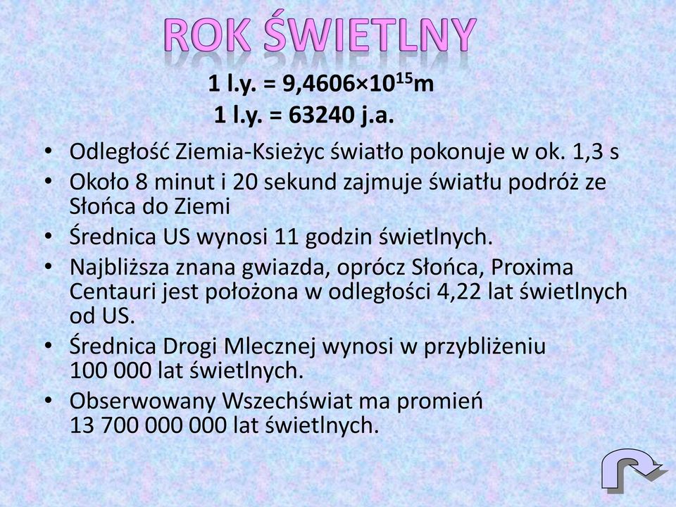 Najbliższa znana gwiazda, oprócz Słooca, Proxima Centauri jest położona w odległości 4,22 lat świetlnych od US.