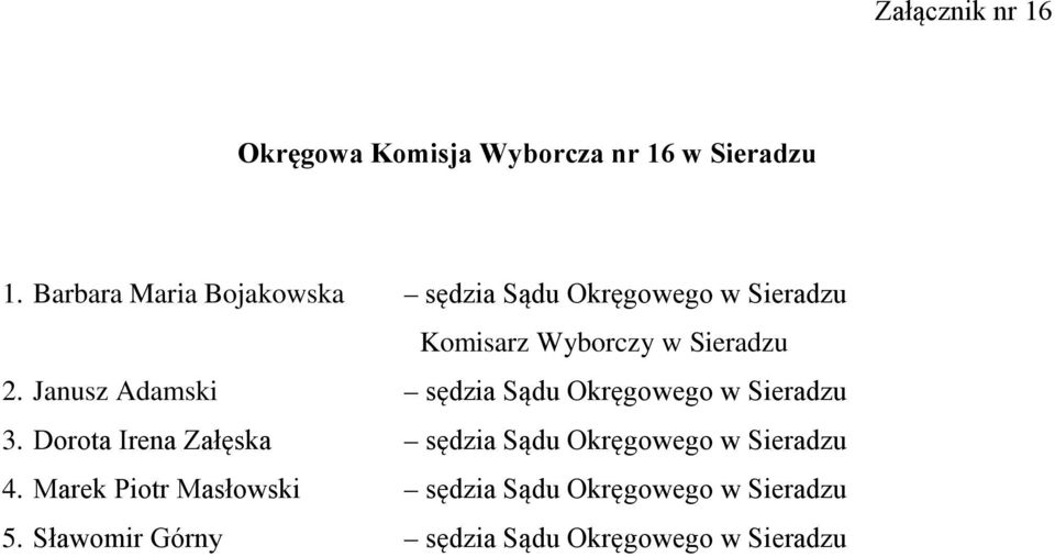 Janusz Adamski sędzia Sądu Okręgowego w Sieradzu 3.