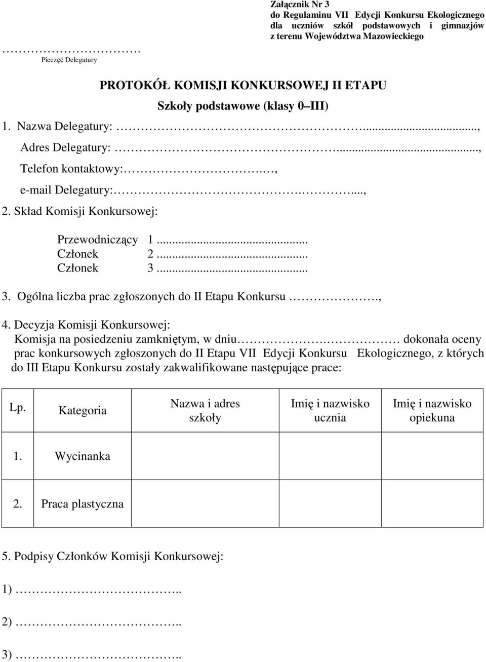 Ogólna liczba prac zgłoszonych do II Etapu Konkursu.