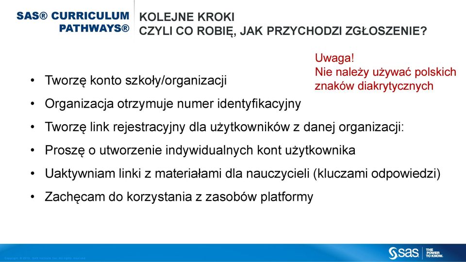 użytkowników z danej organizacji: Proszę o utworzenie indywidualnych kont użytkownika Uaktywniam linki z