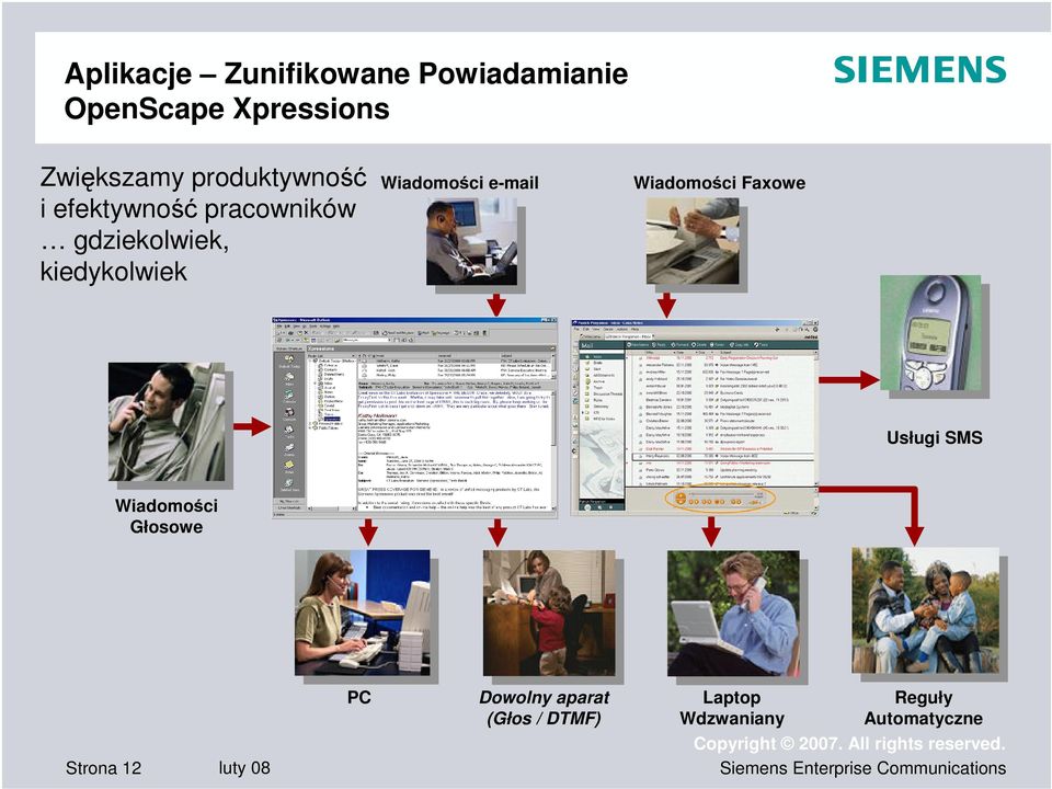 Wiadomoci e-mail Wiadomoci Faxowe Usługi SMS Wiadomoci Głosowe PC