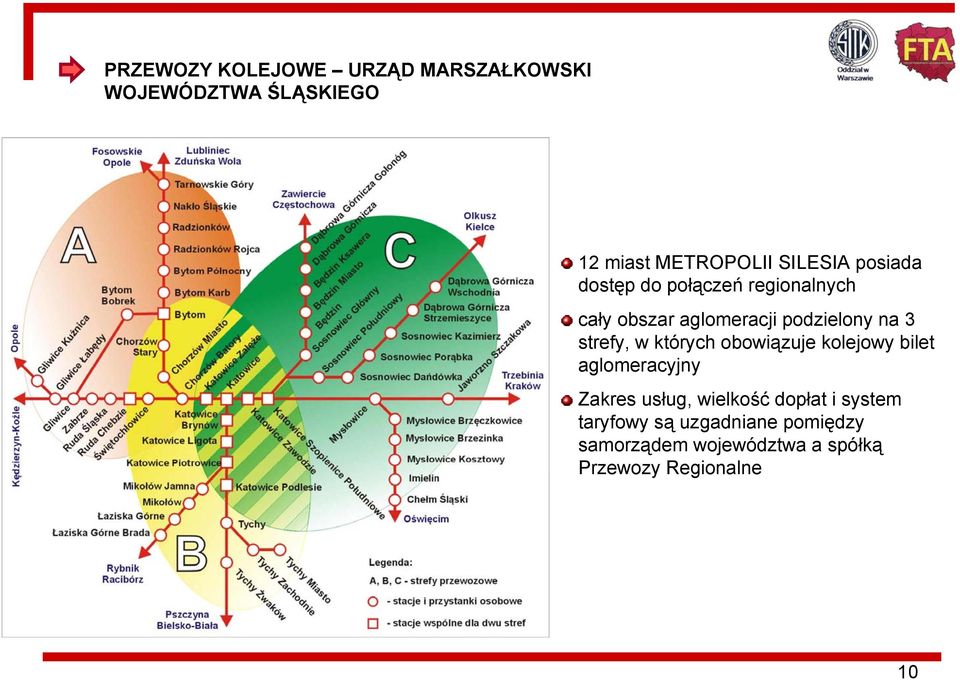 w których obowiązuje kolejowy bilet aglomeracyjny Zakres usług, wielkość dopłat i