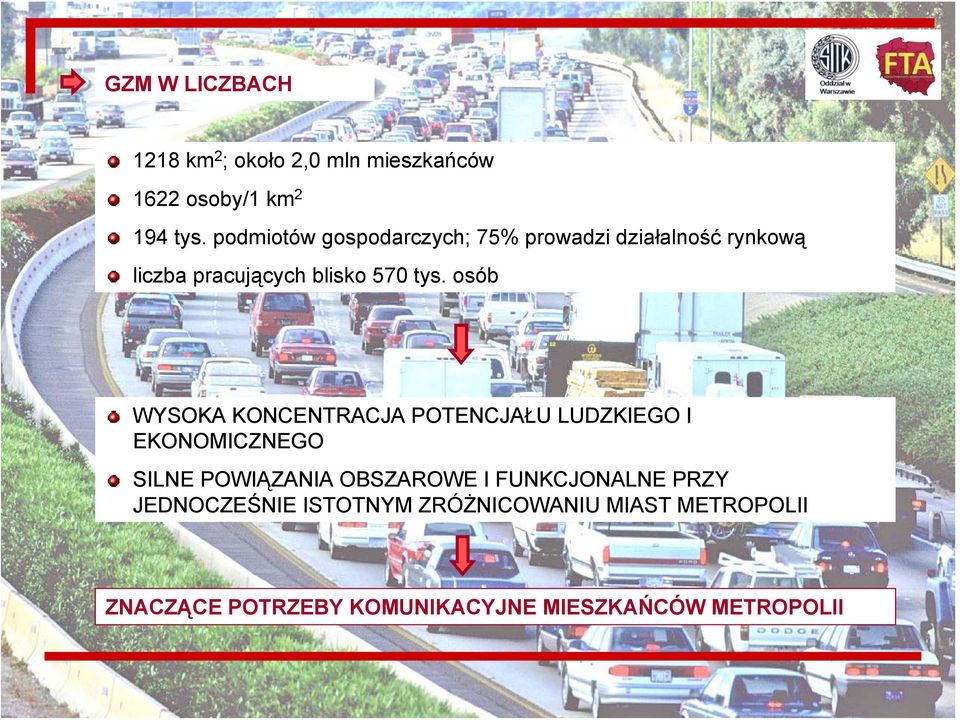 osób WYSOKA KONCENTRACJA POTENCJAŁU LUDZKIEGO I EKONOMICZNEGO SILNE POWIĄZANIA OBSZAROWE I