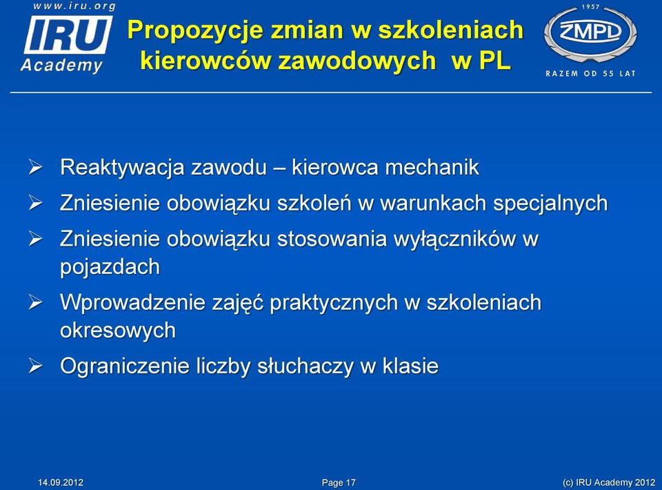 obowiązku stosowania wyłączników w pojazdach Wprowadzenie zajęć praktycznych w