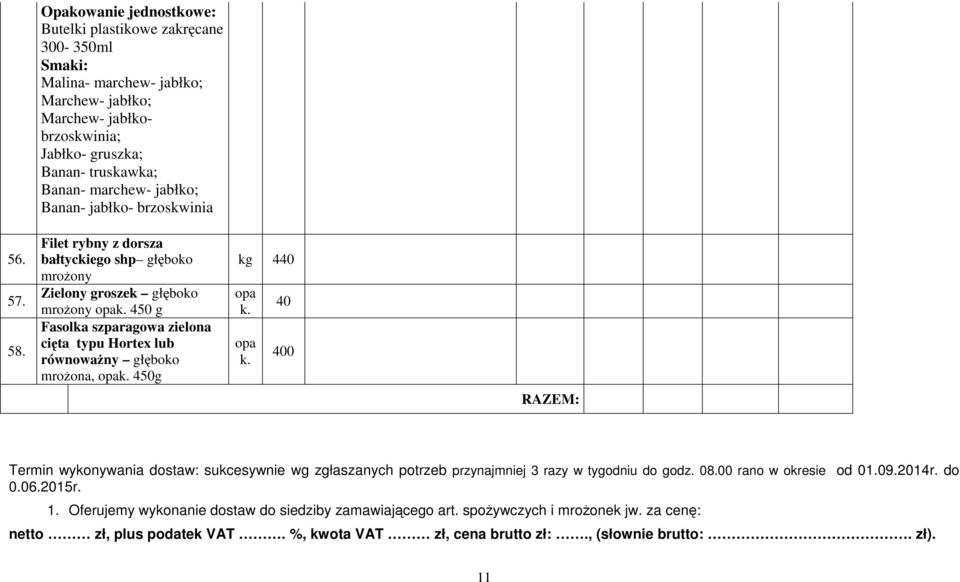 Banan- jabłko- brzoskwinia Filet rybny z dorsza bałtyckiego shp głęboko mrożony Zielony groszek głęboko mrożony opak.