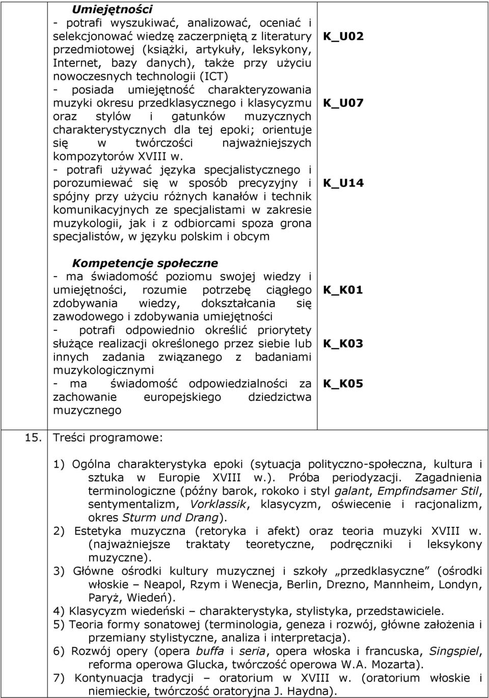 twórczości najważniejszych kompozytorów XVIII w.