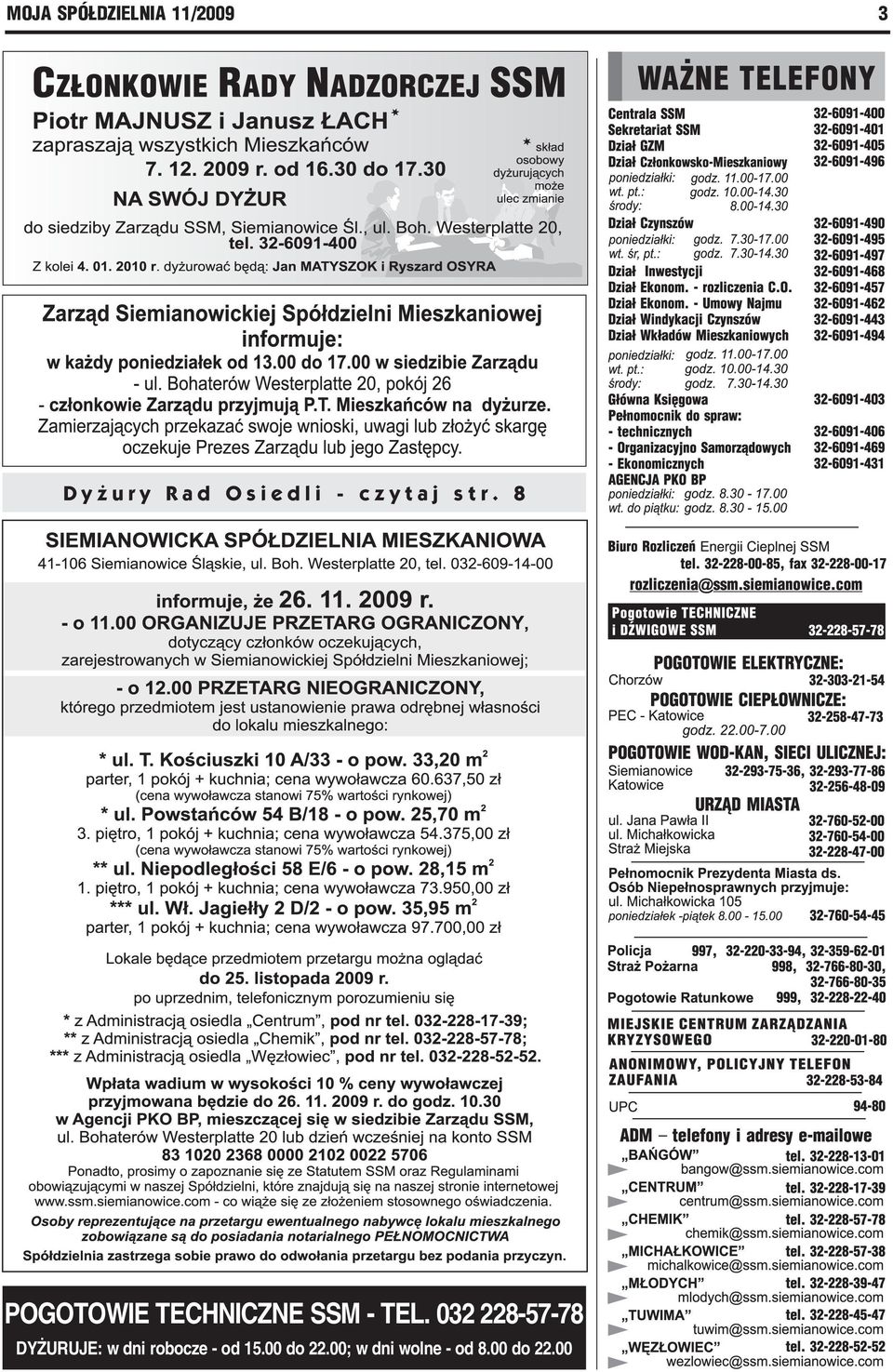 8 POGOTOWIE TECHNICZNE SSM - TEL.