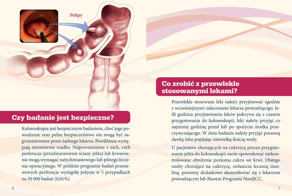 Najpoważniejsze z nich, czyli perforacja (przedziurawienie ściany jelita) lub krwawienie mogą wymagać natychmiastowego lub pilnego leczenia operacyjnego.