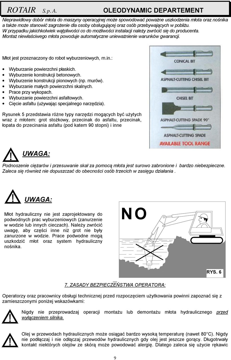 Młot jest przeznaczony do robot wyburzeniowych, m.in.: Wyburzanie powierzchni płaskich. Wyburzenie konstrukcji betonowych. Wyburzenie konstrukcji pionowych (np. murów).