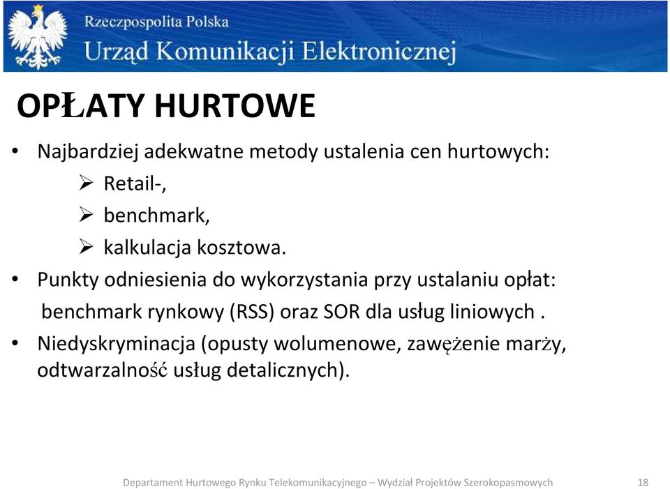 Punkty odniesienia do wykorzystania przy ustalaniu opłat: benchmark rynkowy