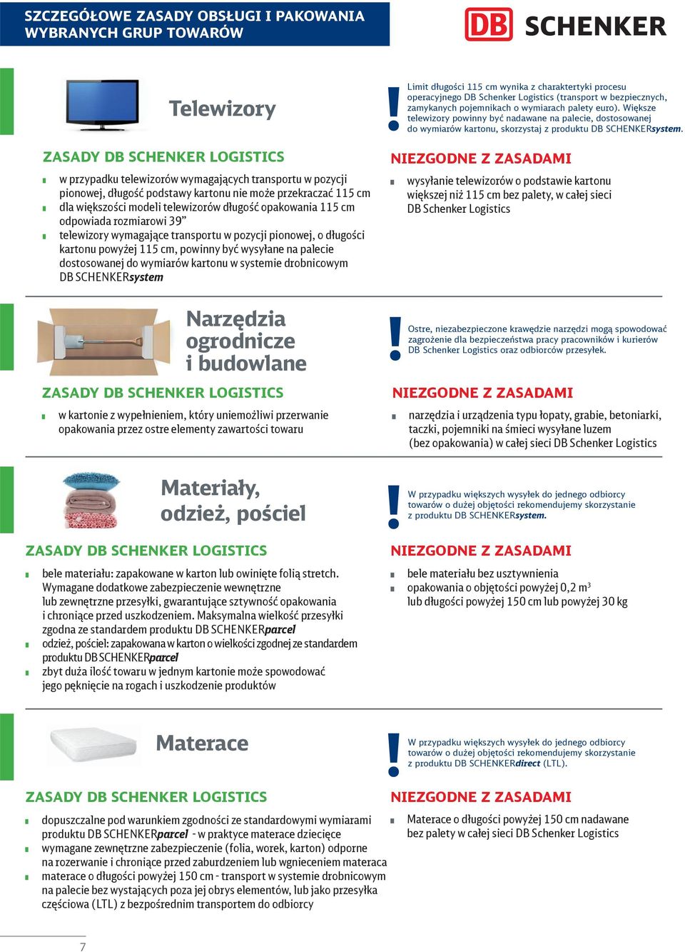 dostosowanej do wymiarów kartonu w systemie drobnicowym DB SCHENKERsystem Narzędzia ogrodnicze i budowlane w kartonie z wypełnieniem, który uniemożliwi przerwanie opakowania przez ostre elementy