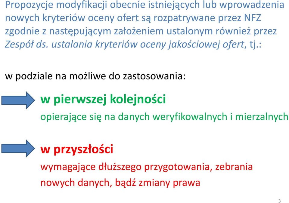 ustalania kryteriów oceny jakościowej ofert, tj.