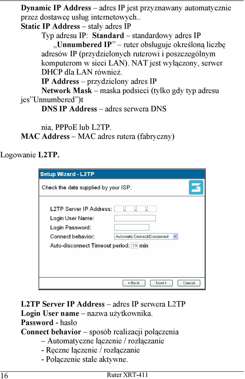 LAN). NAT jest wyłączony, serwer DHCP dla LAN również.