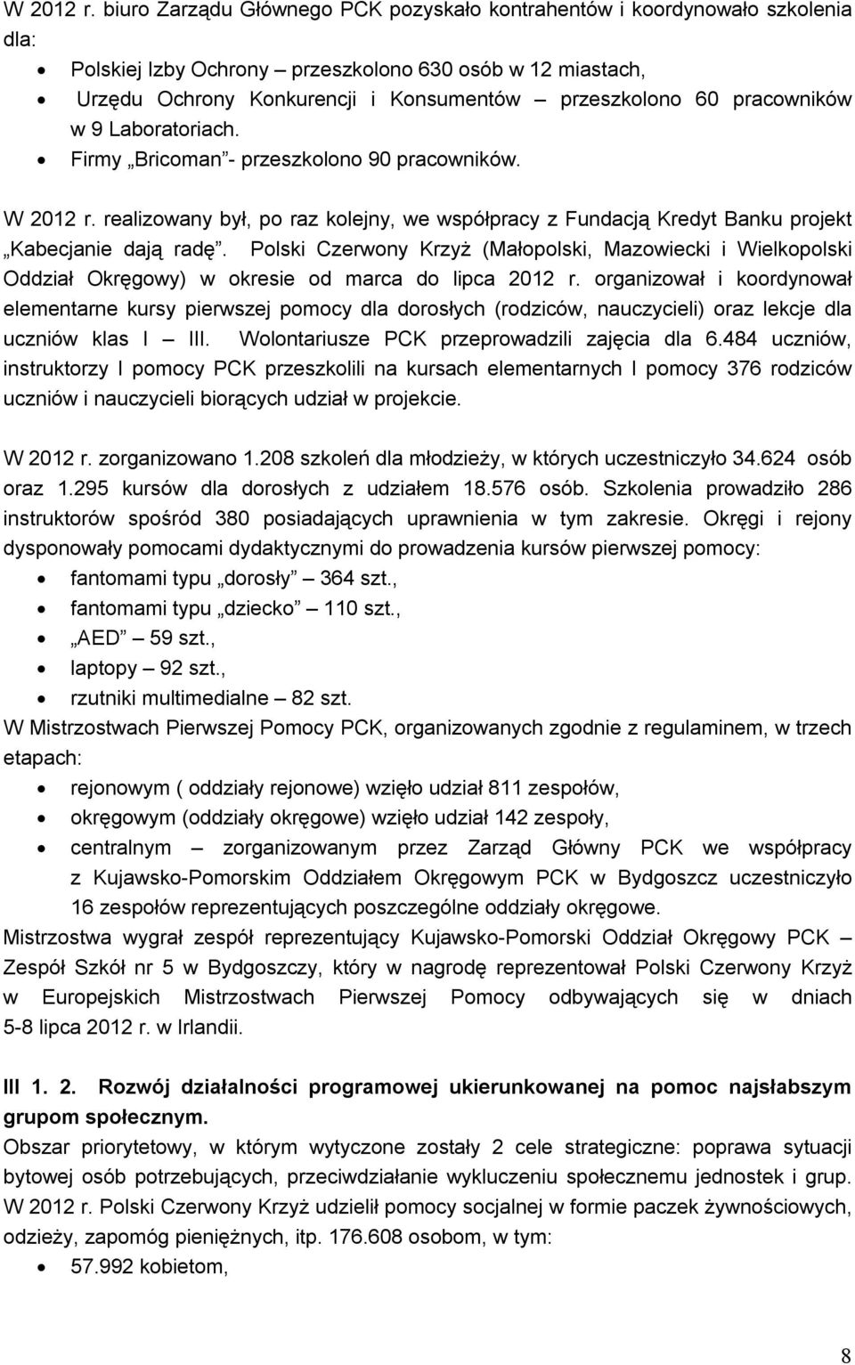 pracowników w 9 Laboratoriach. Firmy Bricoman - przeszkolono 90 pracowników.  realizowany był, po raz kolejny, we współpracy z Fundacją Kredyt Banku projekt Kabecjanie dają radę.