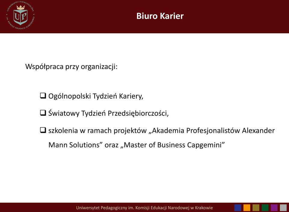 szkolenia w ramach projektów Akademia Profesjonalistów