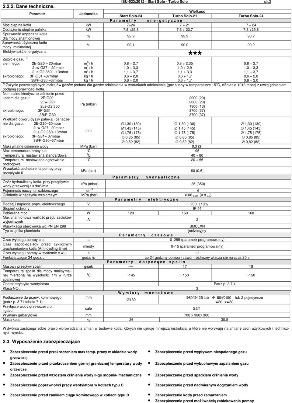 8 7.8 22.7 7.8 25.8 Sprawność użyteczna kotła dla mocy znamionowej % 92,9 92,9 93.2 Sprawność użyteczna kotła mocy minimalnej % 90, 90.0 90.