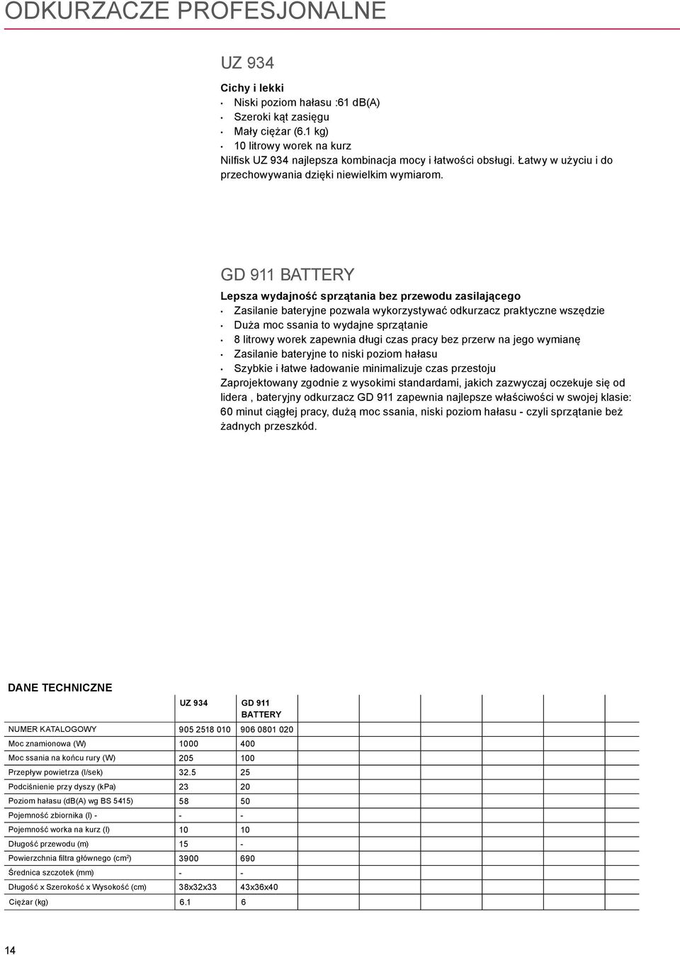 GD 911 BATTERY Lepsza wydajność sprzątania bez przewodu zasilającego Zasilanie bateryjne pozwala wykorzystywać odkurzacz praktyczne wszędzie Duża moc ssania to wydajne sprzątanie 8 litrowy worek