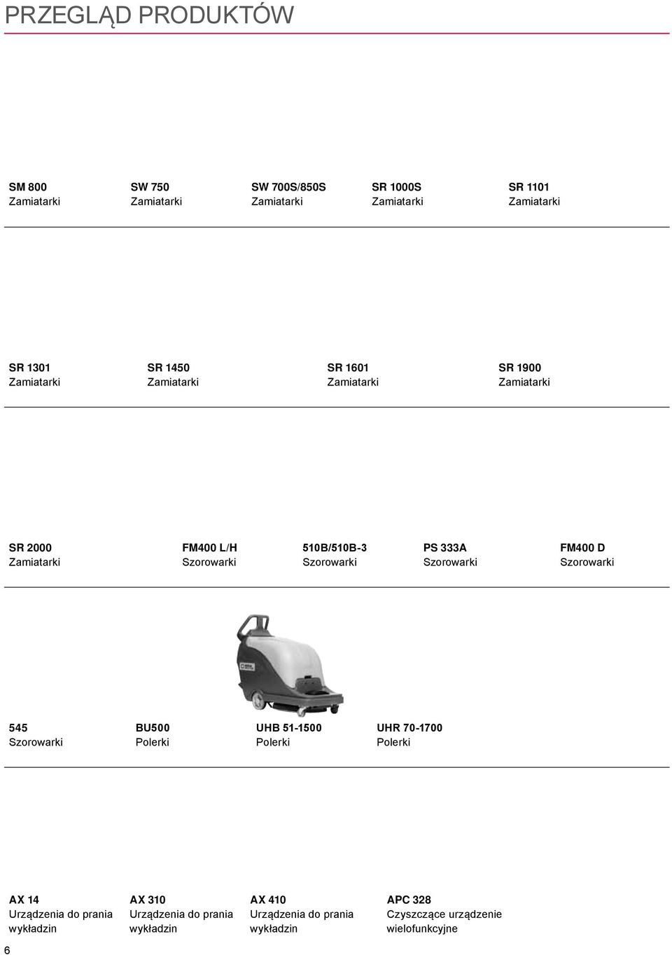 PS 333A Szorowarki FM400 D Szorowarki 545 Szorowarki BU500 Polerki UHB 51-1500 Polerki UHR 70-1700 Polerki AX 14 Urządzenia do