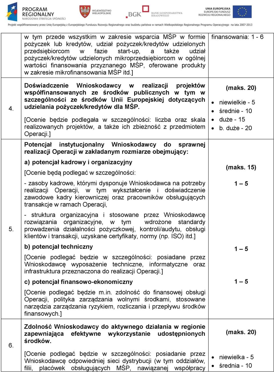 mikroprzedsiębiorcom w ogólnej wartości finansowania przyznanego MŚP, oferowane produkty w zakresie mikrofinansowania MŚP itd.