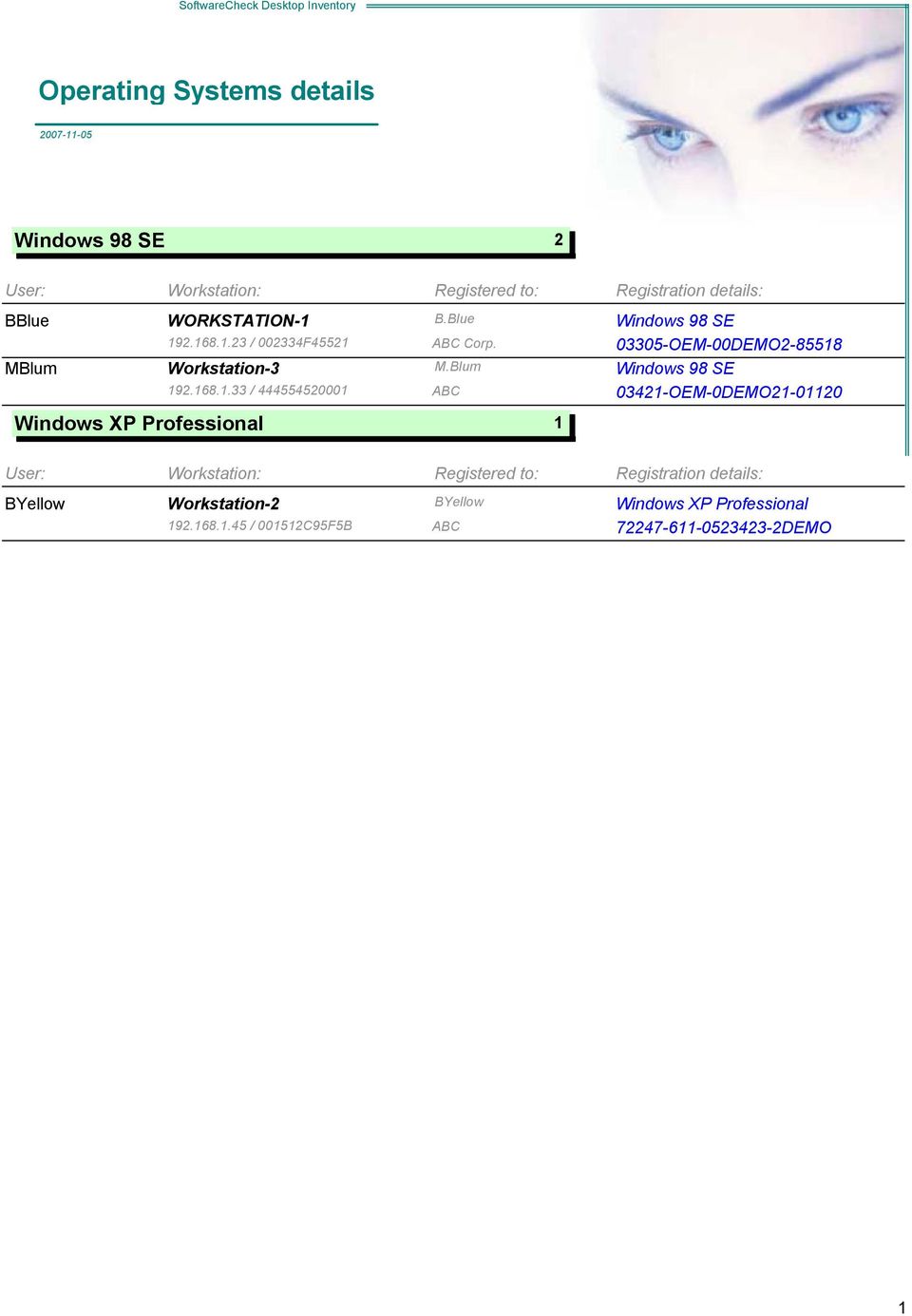 Windows 98 SE 03305-OEM-00DEMO2-8558 MBlum Workaion-3 92.68..33 / 44455452000 M.