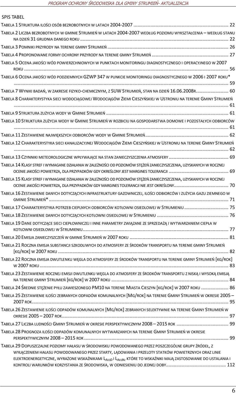 .. 22 TABELA 3 POMNIKI PRZYRODY NA TERENIE GMINY STRUMIEO... 26 TABELA 4 PROPONOWANE FORMY OCHRONY PRZYRODY NA TERENIE GMINY STRUMIEO.