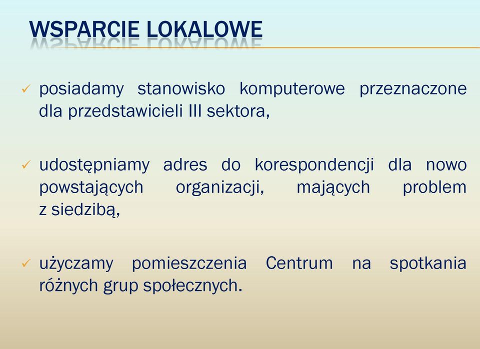 korespondencji dla nowo powstających organizacji, mających problem