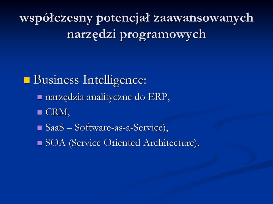 analityczne do ERP, CRM, SaaS