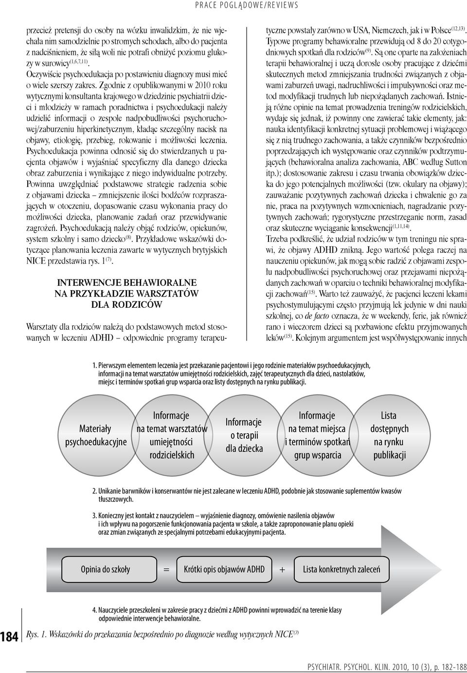 Zgodnie z opublikowanymi w 2010 roku wytycznymi konsultanta krajowego w dziedzinie psychiatrii dzieci i młodzieży w ramach poradnictwa i psychoedukacji należy udzielić informacji o zespole