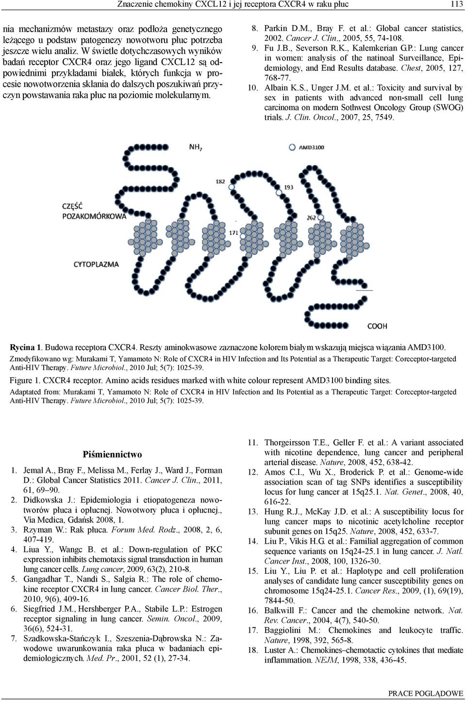 powstawania raka płuc na poziomie molekularnym. 8. Parkin D.M., Bray F. et al.: Global cancer statistics, 2002. Cancer J. Clin., 2005, 55, 74-108. 9. Fu J.B., Severson R.K., Kalemkerian G.P.: Lung cancer in women: analysis of the natinoal Surveillance, Epidemiology, and End Results database.