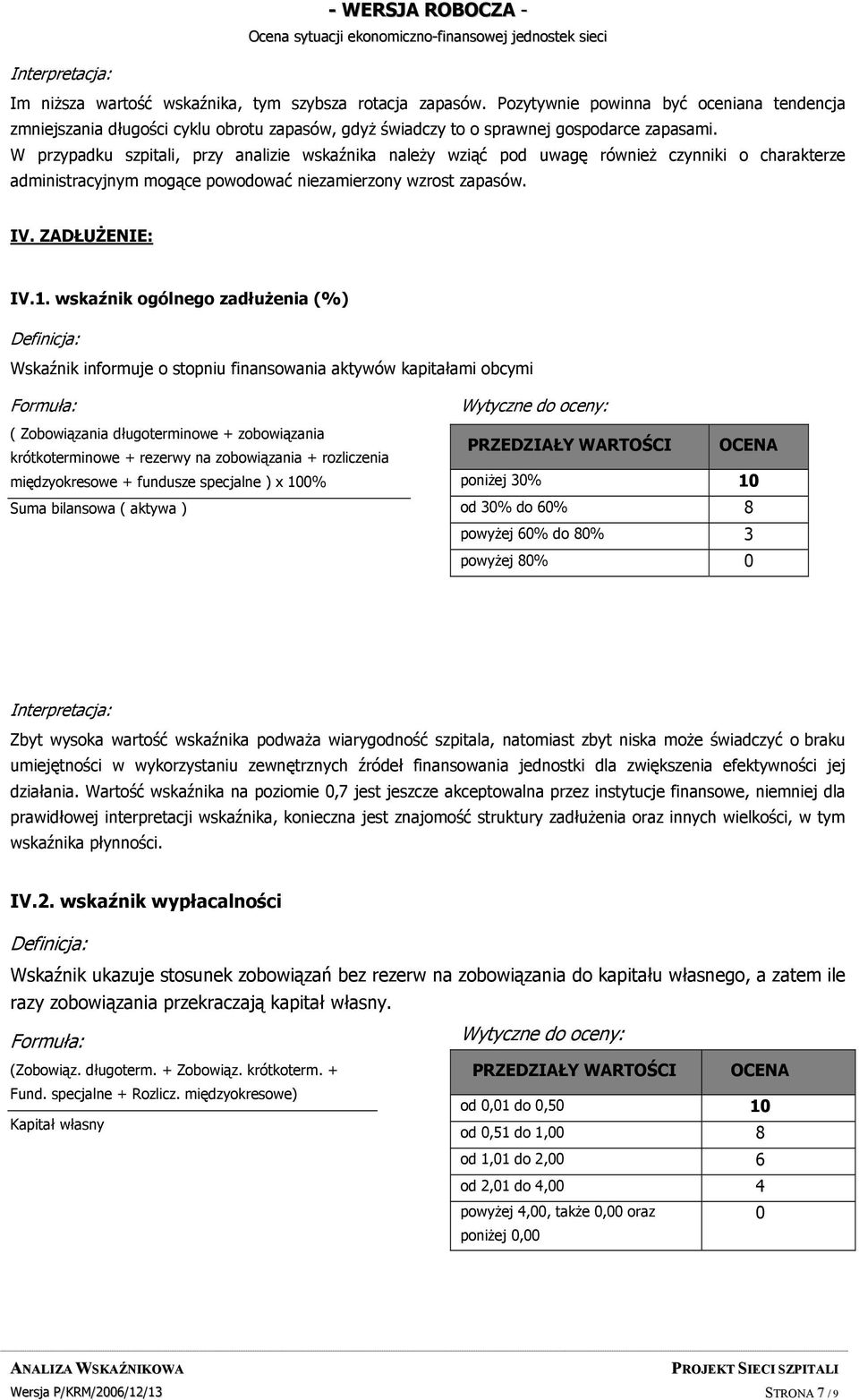 wskaźnik ogólnego zadłużenia (%) Wskaźnik informuje o stopniu finansowania aktywów kapitałami obcymi ( Zobowiązania długoterminowe + zobowiązania krótkoterminowe + rezerwy na zobowiązania +