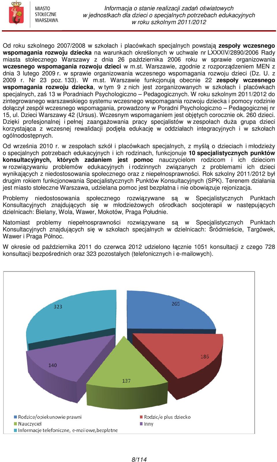 w sprawie organizowania wczesnego wspomagania rozwoju dzieci (Dz. U. z 2009 r. Nr 23 poz. 133). W m.st.