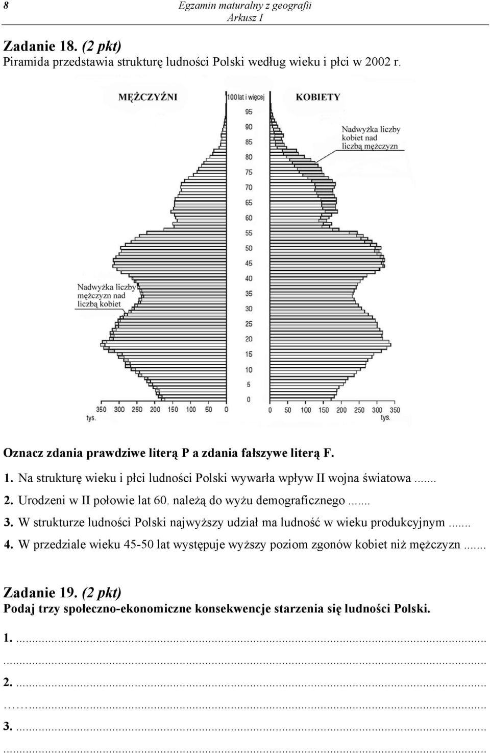 Urodzeni w II połowie lat 60. należą do wyżu demograficznego... 3. W strukturze ludności Polski najwyższy udział ma ludność w wieku produkcyjnym... 4.