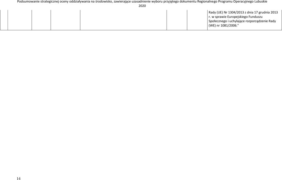 Lubuskie Rady (UE) Nr 1304/2013 z dnia 17 grudnia 2013 r.